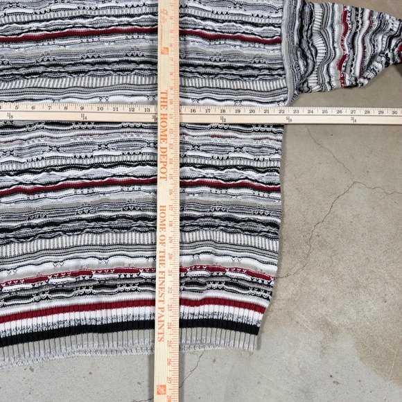 vintage 90's 3d knit Jantzen Mens Sweater M Geometric Stripe Crew Neck - Picture 5 of 5